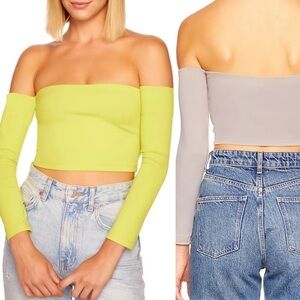 NWT Off the Shoulder Long Sleeve Tube Top XL 
SUSANA MONACO chartreuse new